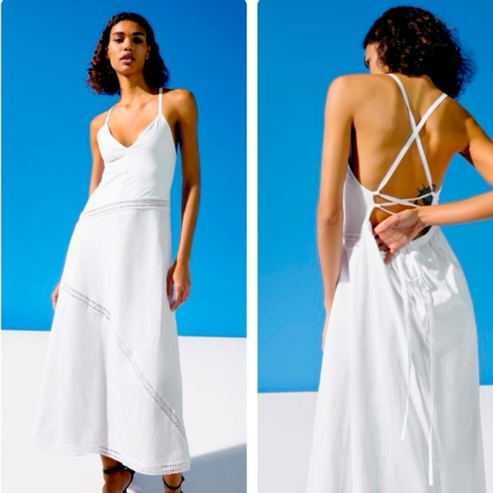 Zara CROCHET TRIM BALLOON DRESS